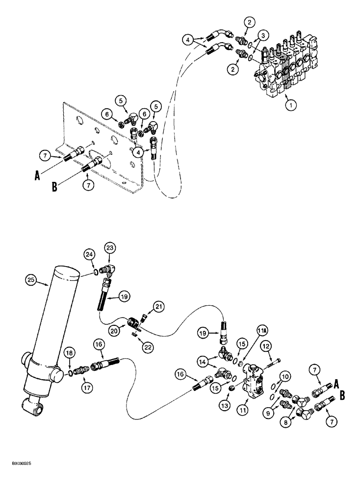 Схема запчастей Case 760 - (08-106) - QUAD TRENCHER BOOM LIFT HYDRAULIC CIRCUIT, TRENCHERS WITH SINGLE (EXTERNAL) BOOM LIFT CYLINDER (35) - HYDRAULIC SYSTEMS