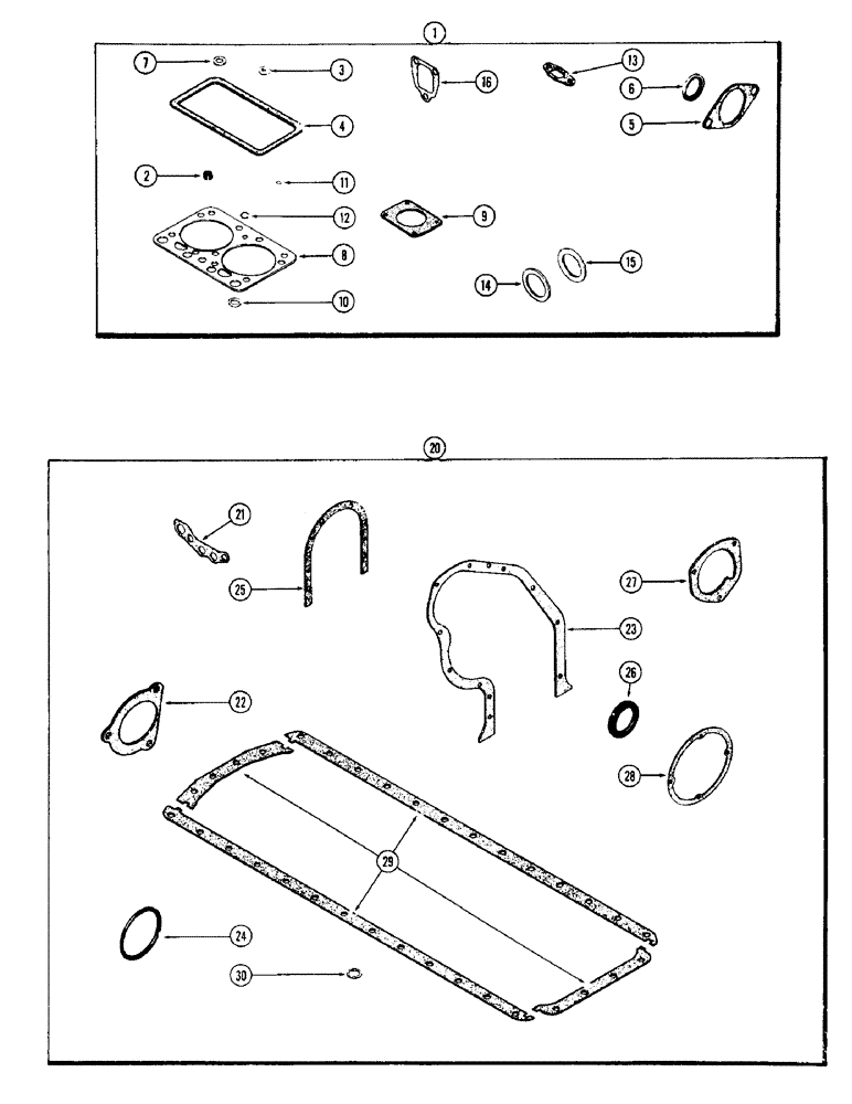 Схема запчастей Case W10C - (024) - ENGINE GASKET KITS, (401) DIESEL ENGINE (02) - ENGINE