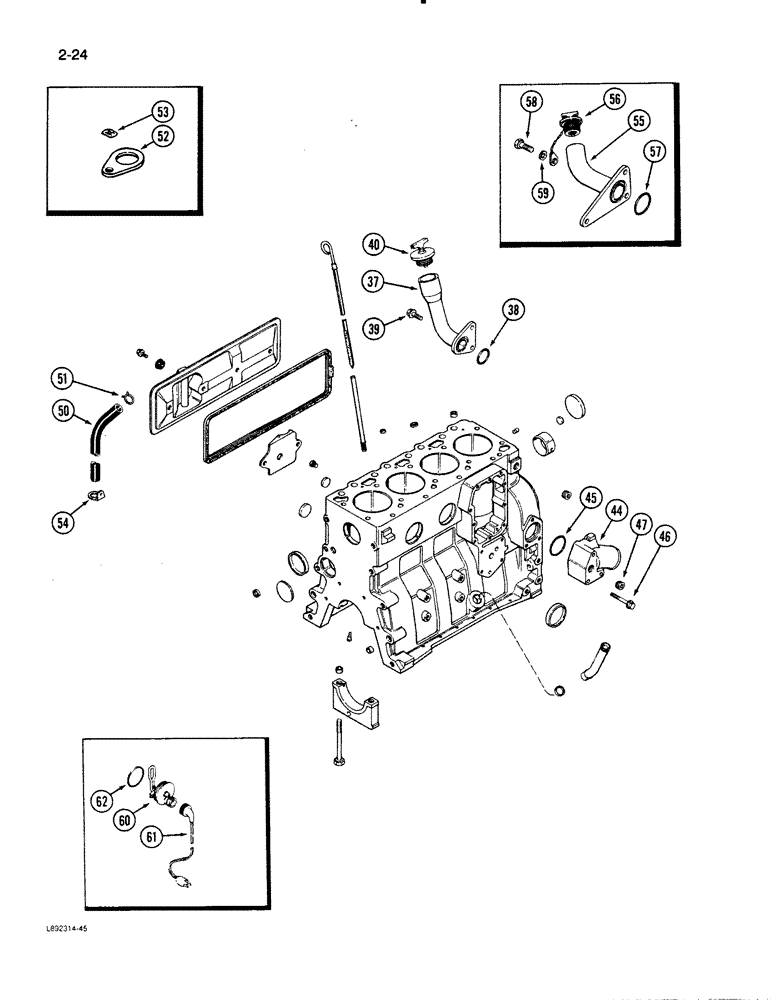 Схема запчастей Case W11B - (2-024) - CYLINDER BLOCK, 4-390 ENGINE, ENGINE BLOCK HEATER (02) - ENGINE