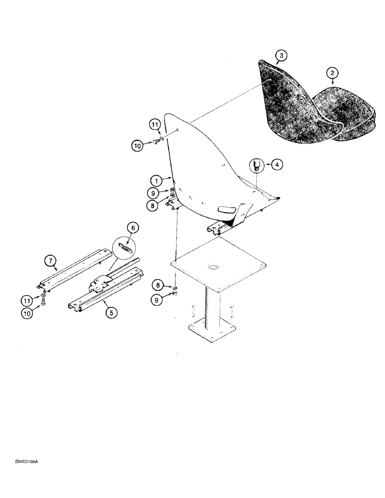 Схема запчастей Case 480F LL - (9-115A) - D124790 DELUXE SEAT ASSEMBLY (09) - CHASSIS/ATTACHMENTS