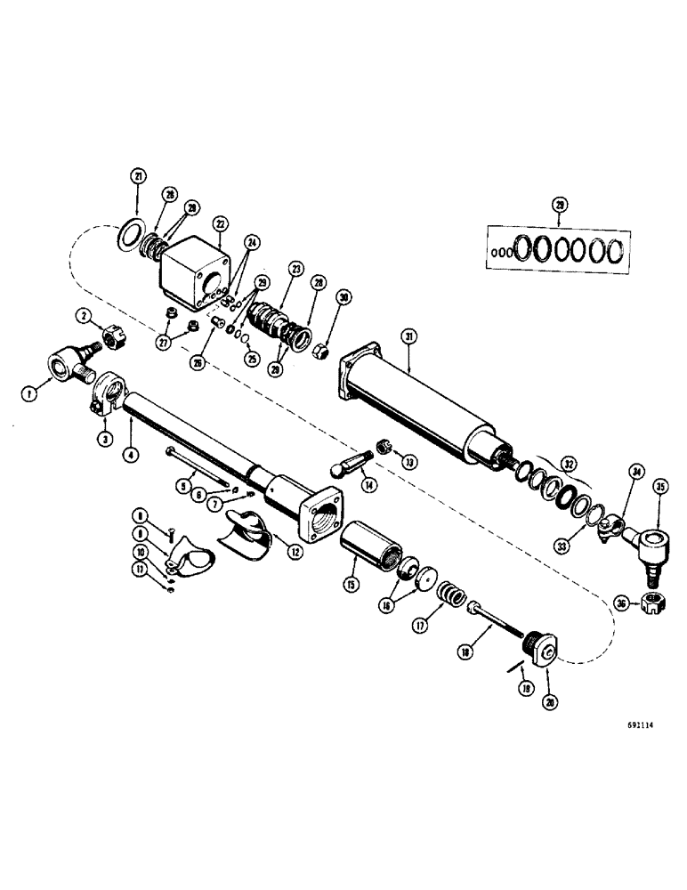 Схема запчастей Case W8C - (104) - A18961 POWER STEERING CYLINDER (05) - STEERING