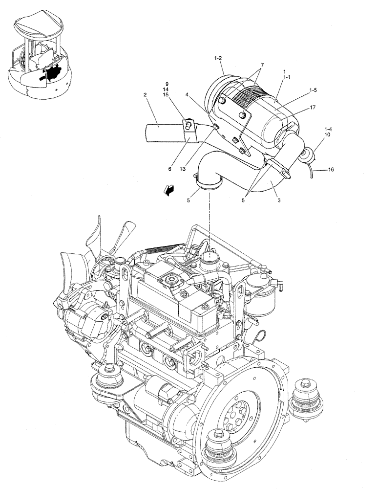 Схема запчастей Case CX27B PV13 - (01-009) - CLEANER ASSY, AIR (W ELEMENT) (05) - SUPERSTRUCTURE