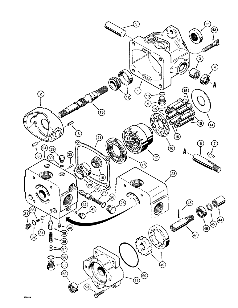 Схема запчастей Case W4 - (074) - VARIABLE DISPLACEMENT PUMP (06) - POWER TRAIN