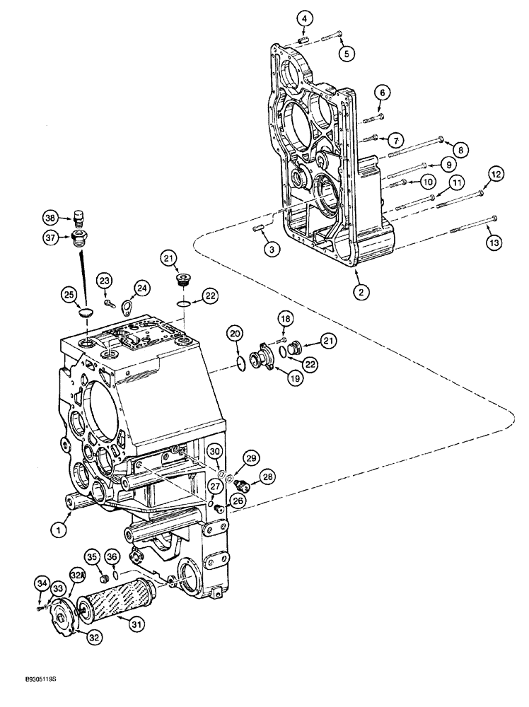 Схема запчастей Case 921 - (6-008) - TRANSMISSION ASSEMBLY L129883, HOUSING (06) - POWER TRAIN