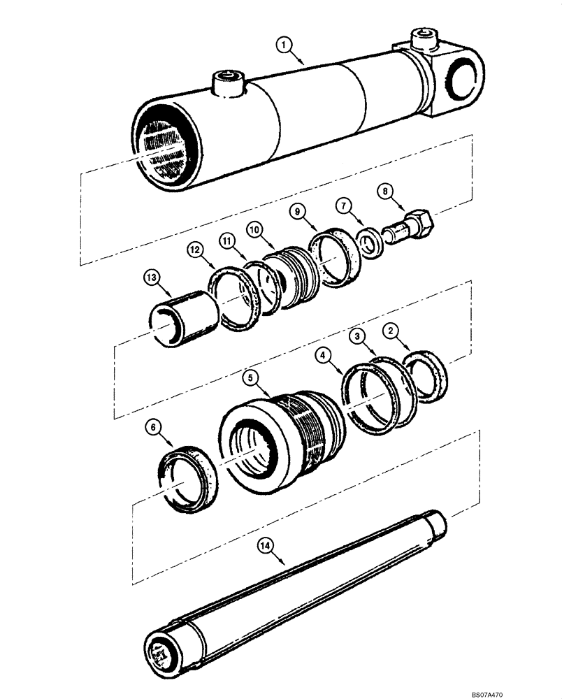 Схема запчастей Case 845 DHP - (05.03[00]) - STEERING CYLINDER - ASSEMBLY (05) - STEERING