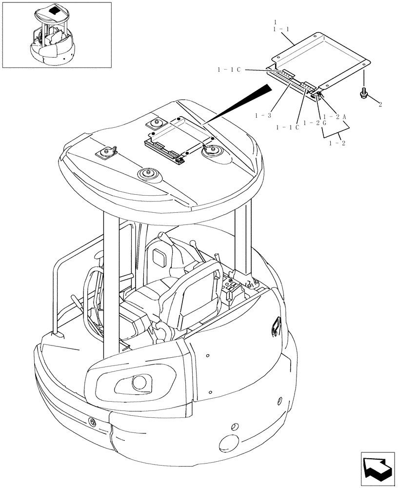 Схема запчастей Case CX27B - (204-18[1]) - CANOPY (CANOPY) (90) - PLATFORM, CAB, BODYWORK AND DECALS