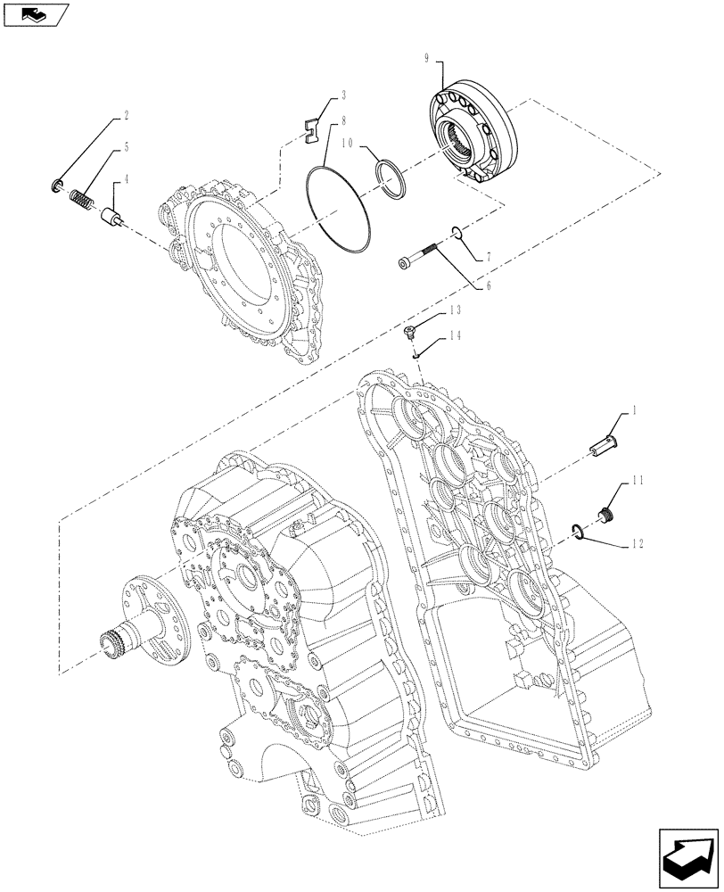 Схема запчастей Case 921F - (21.100.03) - TRANSMISSION, REGULATOR VALVE AND OIL PUMP (21) - TRANSMISSION