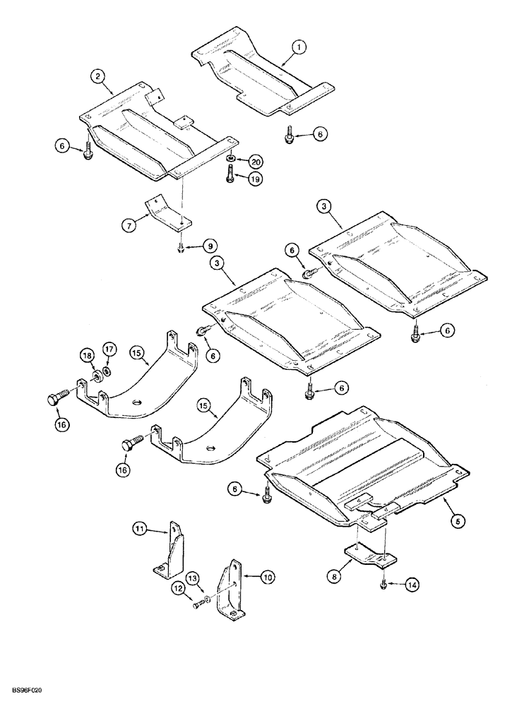 Схема запчастей Case 850G - (9-16) - UNDERCARRIAGE GUARDS (04) - UNDERCARRIAGE