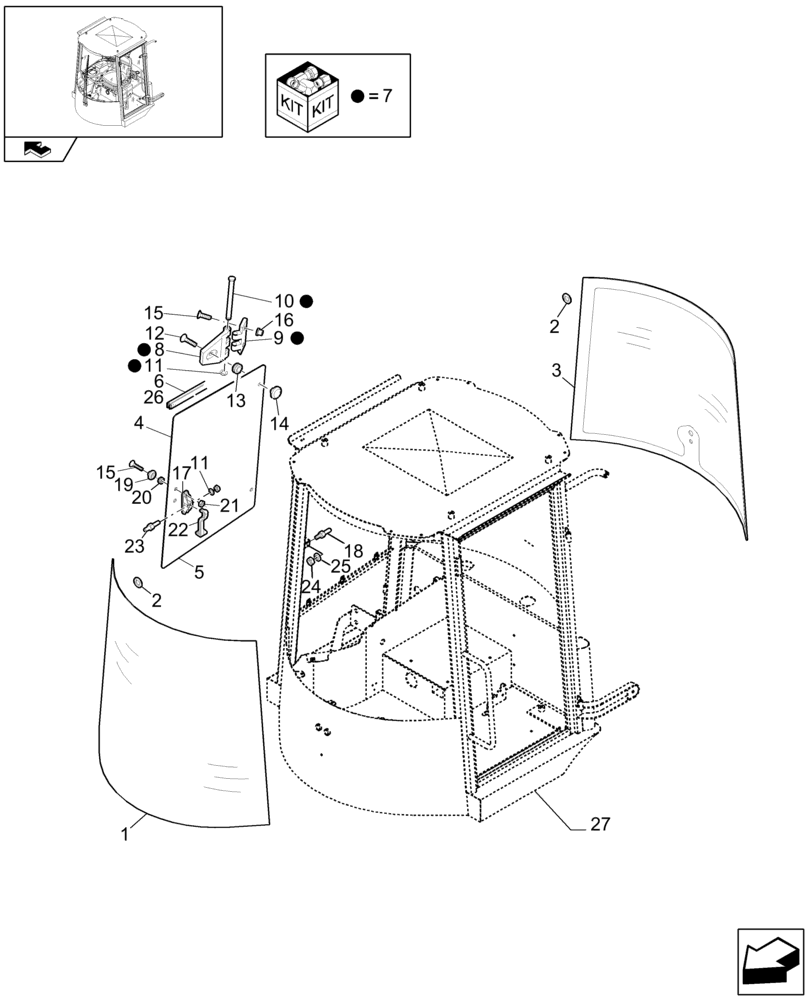 Схема запчастей Case 321E - (439[13]) - CAB GLASSES (10) - OPERATORS PLATFORM