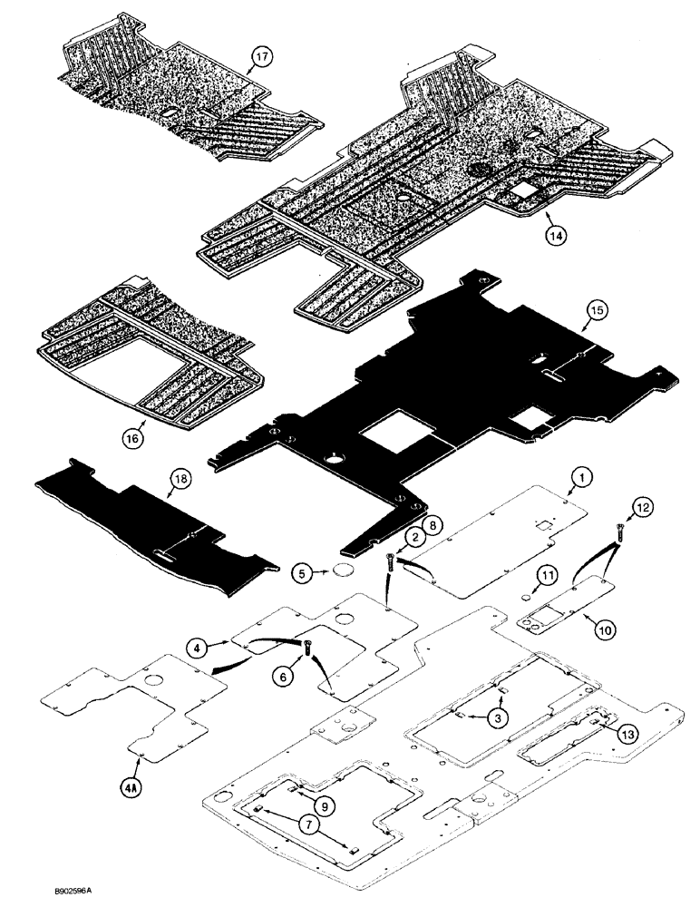 Схема запчастей Case 590 - (9-082) - FLOOR PLATES AND FLOORMATS (09) - CHASSIS/ATTACHMENTS