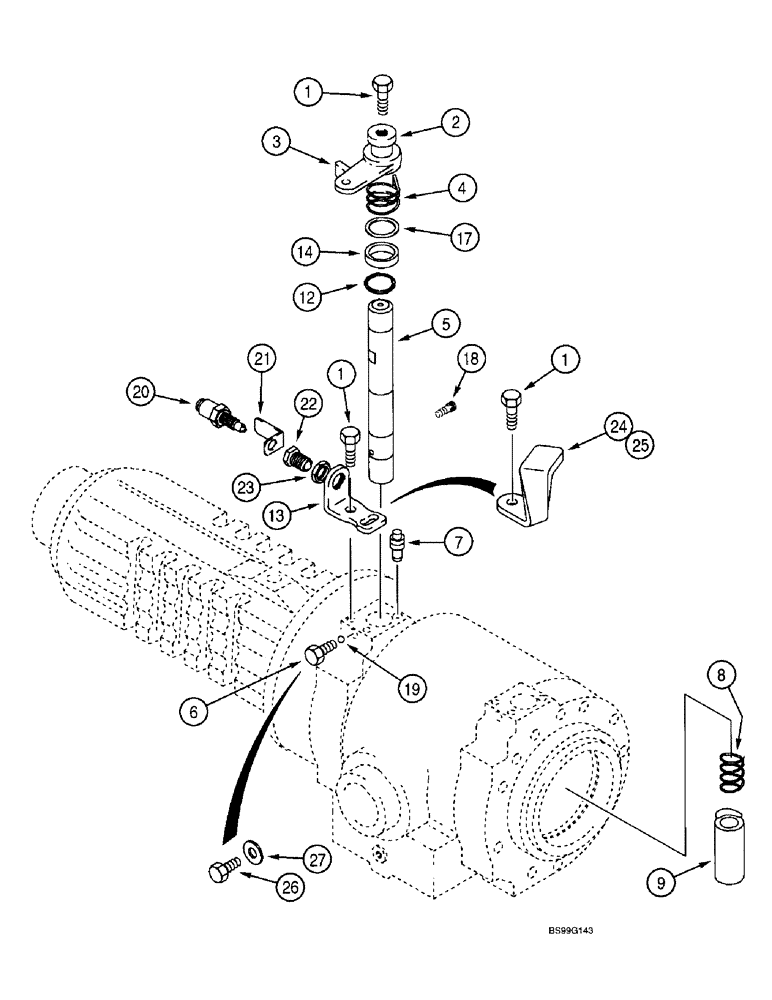 Схема запчастей Case 580L - (7-004) - REAR DRIVE AXLE, PARKING BRAKE (07) - BRAKES