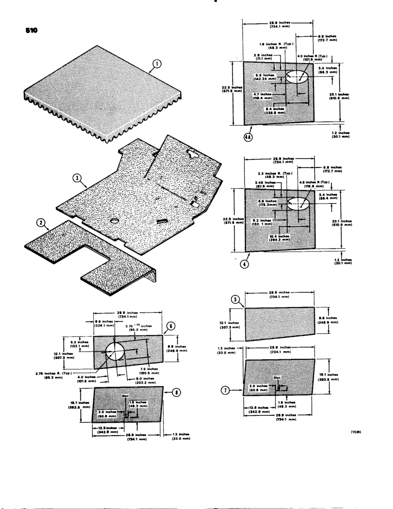 Схема запчастей Case 580C - (510) - NOISE REDUCTION PADS (09) - CHASSIS/ATTACHMENTS