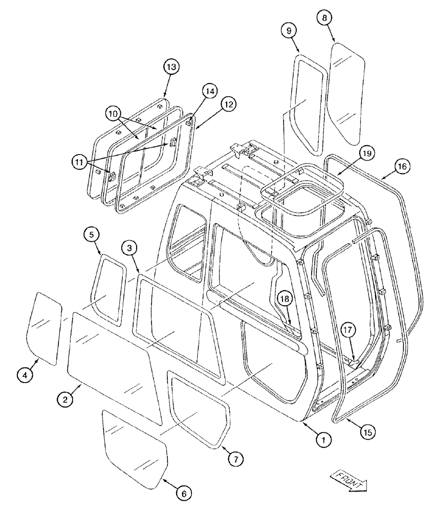 Схема запчастей Case 9050B - (9-080) - CAB WINDOWS AND SEALS (09) - CHASSIS/ATTACHMENTS