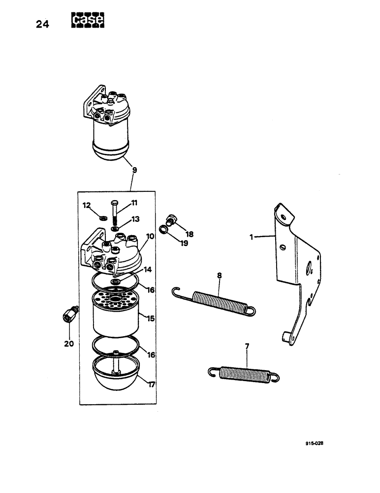 Схема запчастей Case LEYLAND - (24) - FUEL FILTER AND BRACKET 
