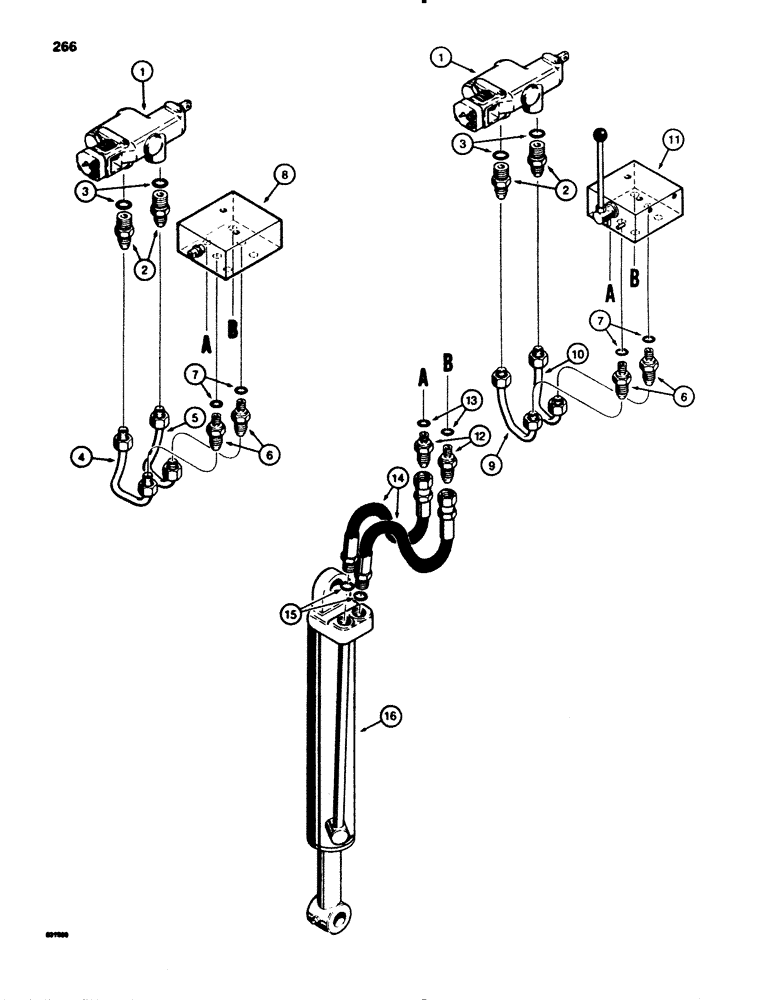 Схема запчастей Case P60 - (266) - BACKFILL BLADE LIFT HYD. CIRCUIT, TRACTOR W/ LINE LAYER & BACKFILL BLADE, & ONE SPOOL CONTROL VALVE (35) - HYDRAULIC SYSTEMS