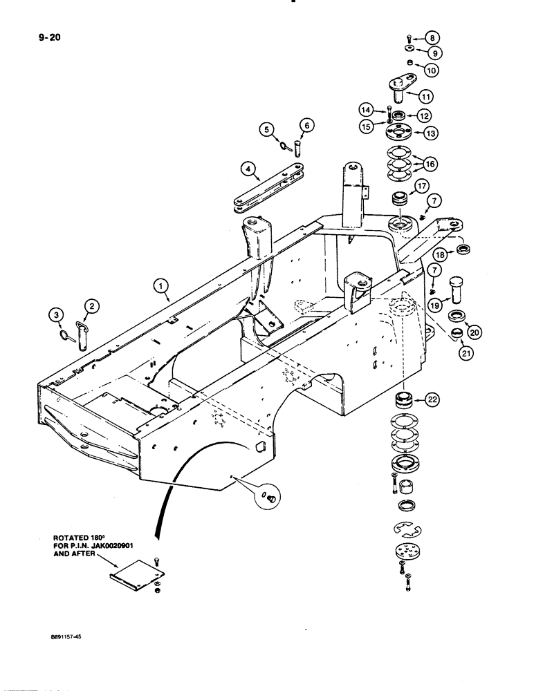 Схема запчастей Case 621 - (9-020) - REAR FRAME AND PIVOT (09) - CHASSIS/ATTACHMENTS