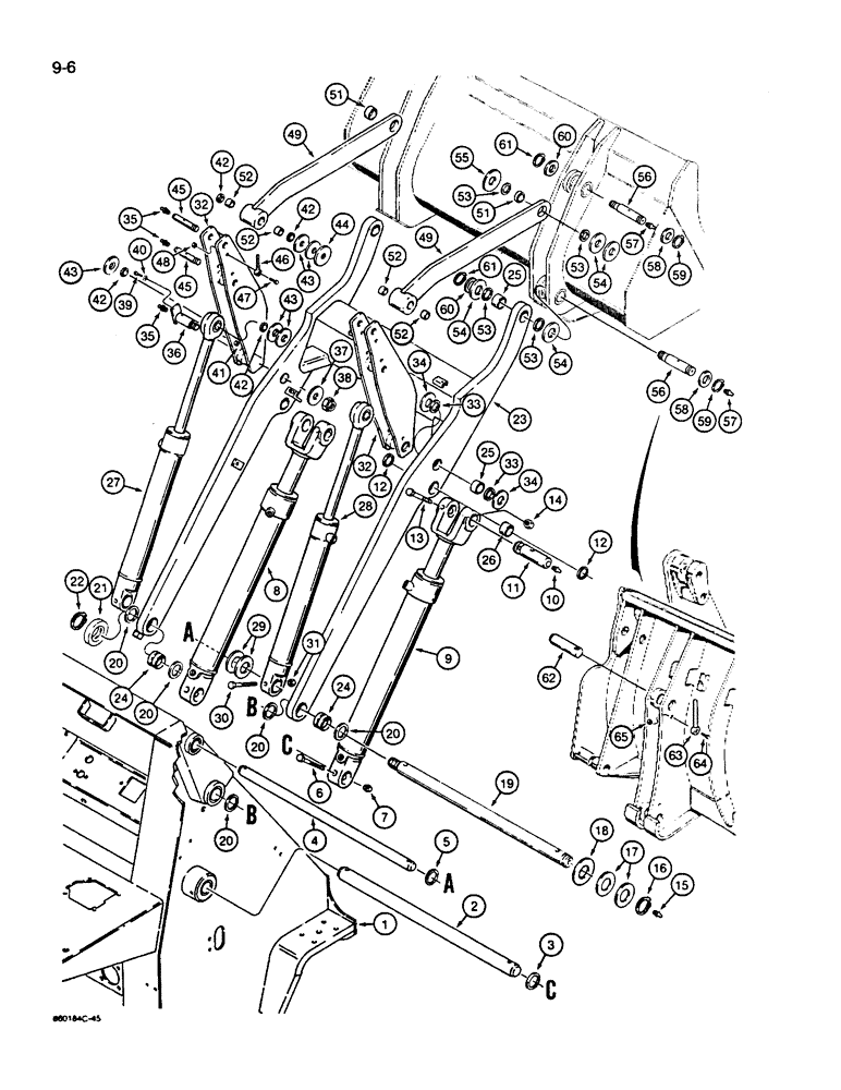 Схема запчастей Case W14B - (9-06) - LOADER LIFT FRAME, MODELS WITH STANDARD OR CLAM BUCKET (09) - CHASSIS/ATTACHMENTS