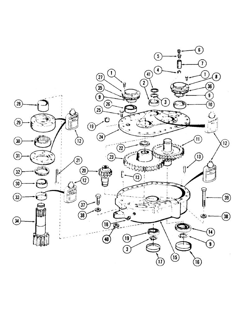 Схема запчастей Case 35 - (086) - SWING REDUCER, (USED ON UNITS WITH PIN 6266262 AND AFTER) (14) - MAIN GEARBOX & DRIVE