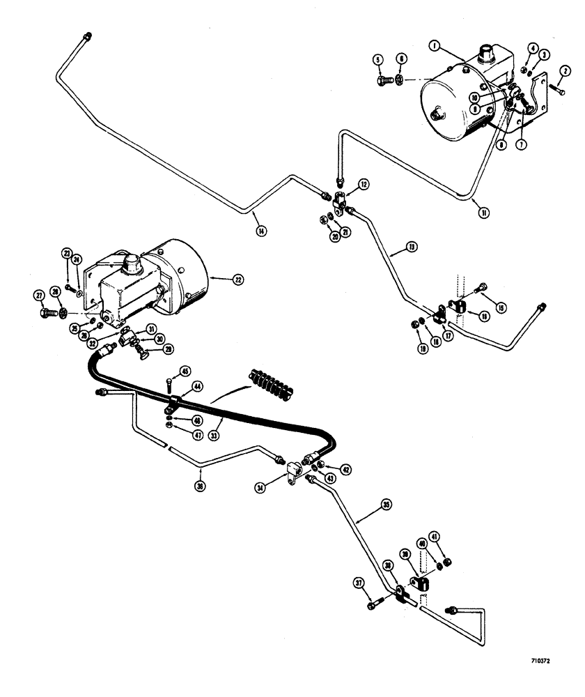 Схема запчастей Case W20 - (186) - BRAKE SYSTEM BRAKE MASTER CYLINDERS TO WHEEL CYLINDERS (07) - BRAKES