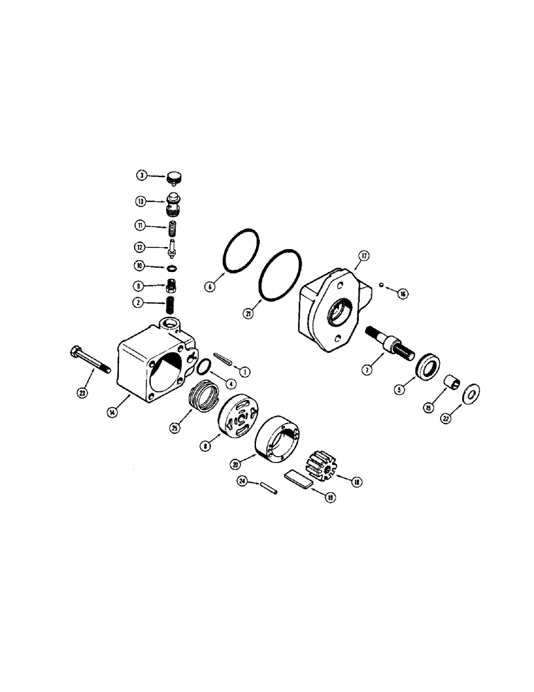 Схема запчастей Case W8C - (106) - L10898 POWER STEERING PUMP, A17531 POWER STEERING RESERVOIR (05) - STEERING