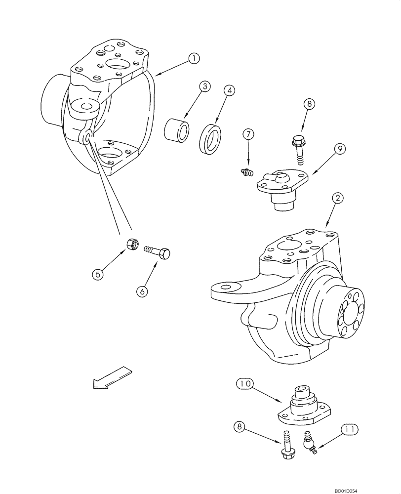 Схема запчастей Case 585G - (06-04) - AXLE, REAR DRIVE - HOUSING, SWIVEL (06) - POWER TRAIN