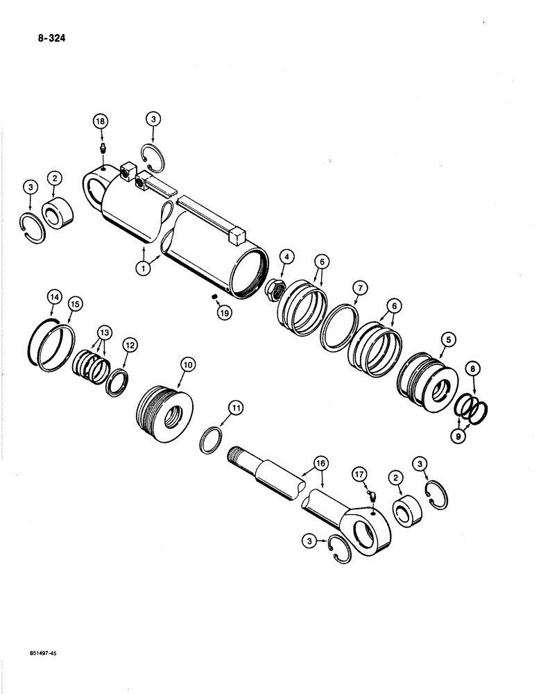 Схема запчастей Case 1187B - (8-324) - SHEAR ARM CYLINDER (08) - HYDRAULICS