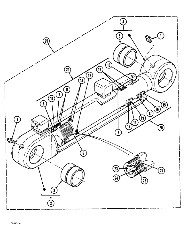 Схема запчастей Case 688 - (2-06) - CLAMSHELL CYLINDER, (-XXXXX) 