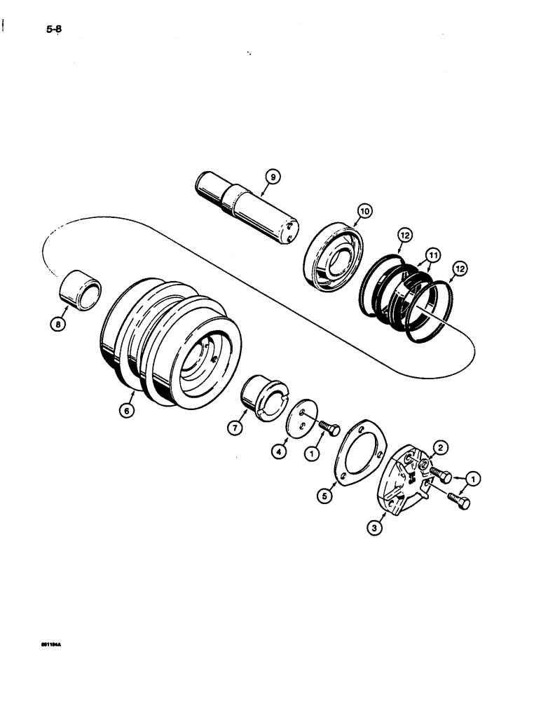Схема запчастей Case 1187C - (5-08) - TRACK CARRIER ROLLER (11) - TRACKS/STEERING