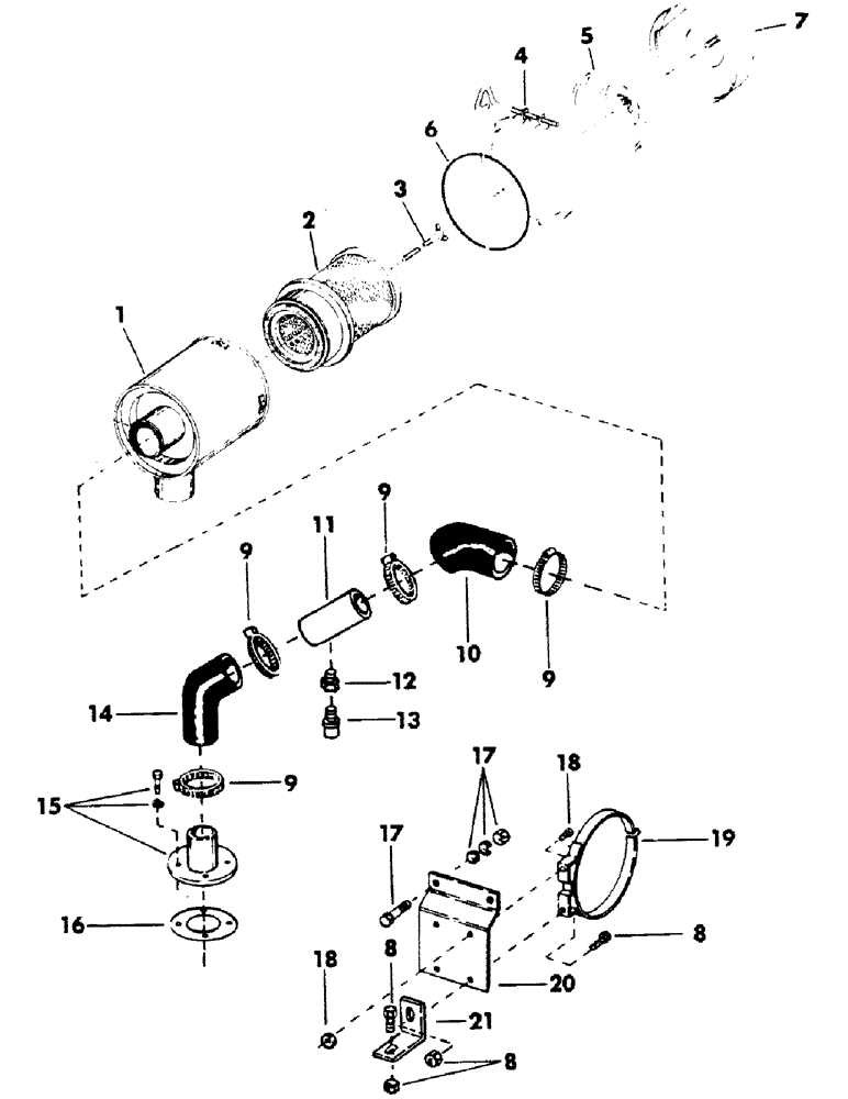 Схема запчастей Case 40BLC - (052) - AIR CLEANER AND ATTACHING PARTS FOR: DETROIT DIESEL 4-71 ENGINE. (01) - ENGINE