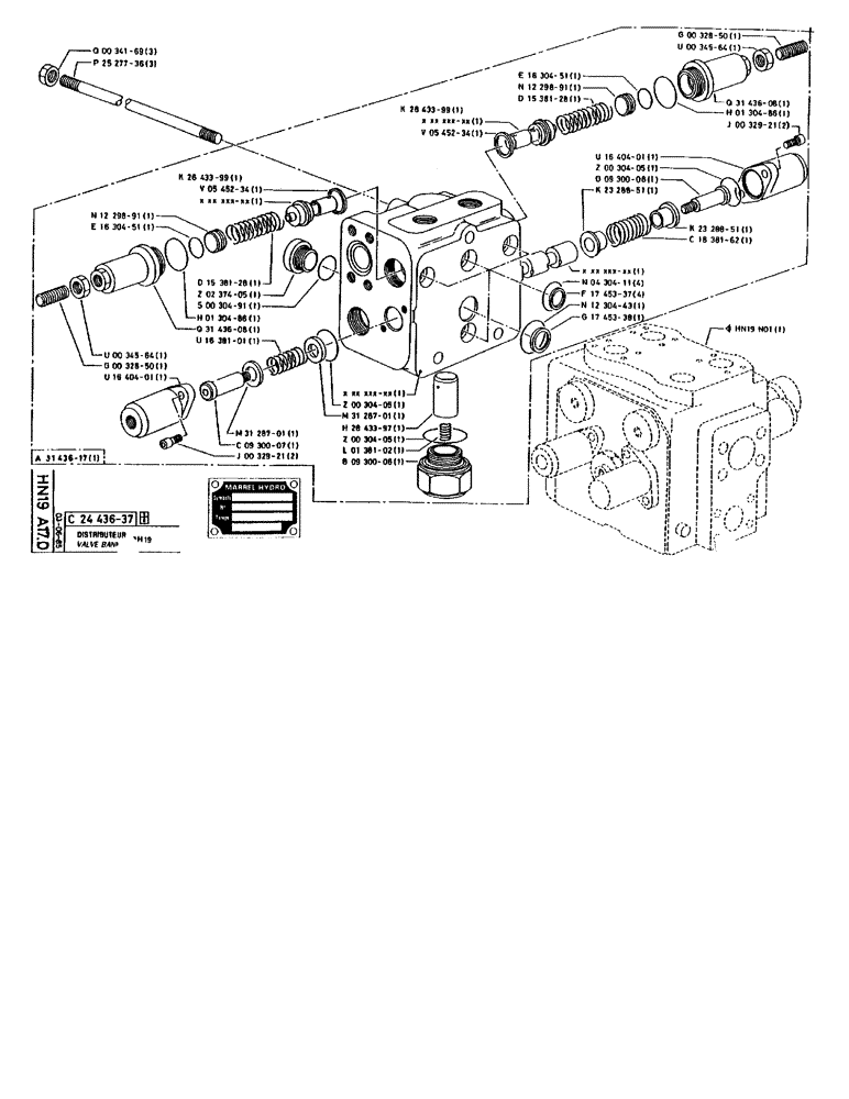 Схема запчастей Case 90BCL - (301) - VALVE BANK H19 (07) - HYDRAULIC SYSTEM