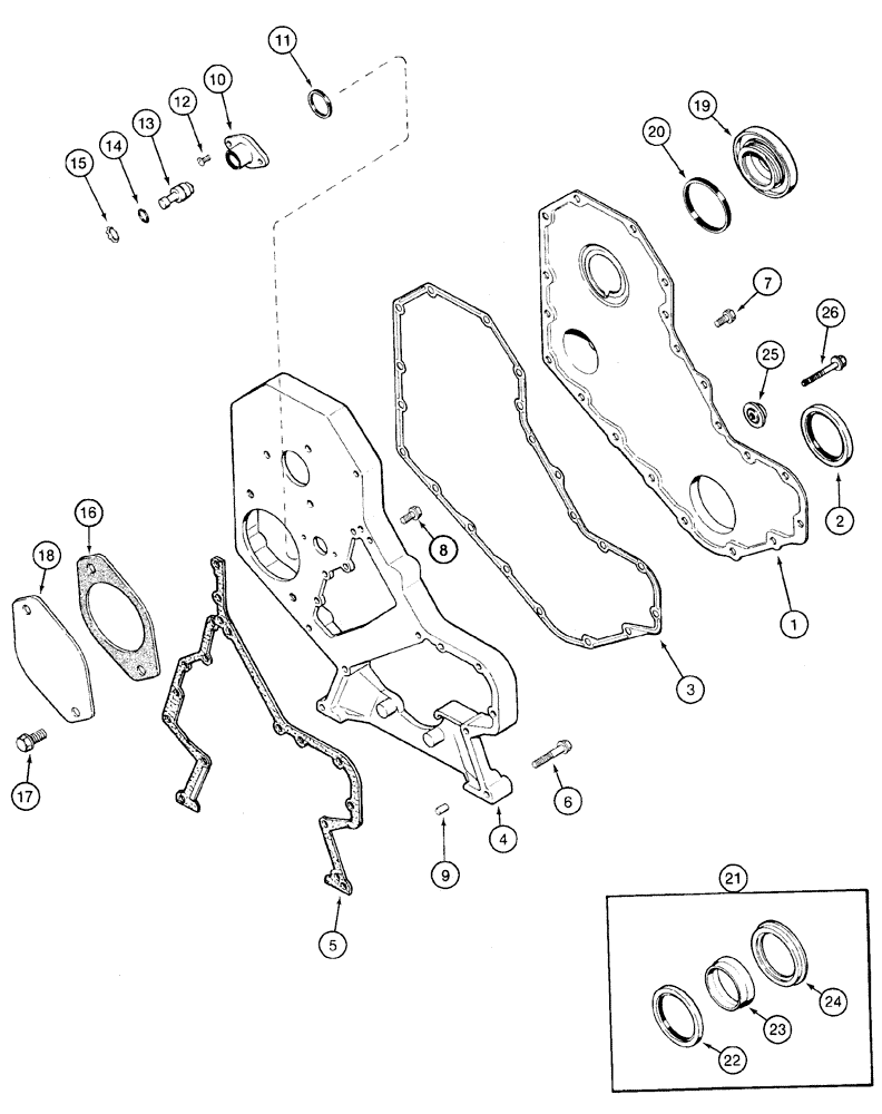 Схема запчастей Case 9020 - (2-14) - FRONT GEAR COVER, 4TA-390 ENGINE (02) - ENGINE