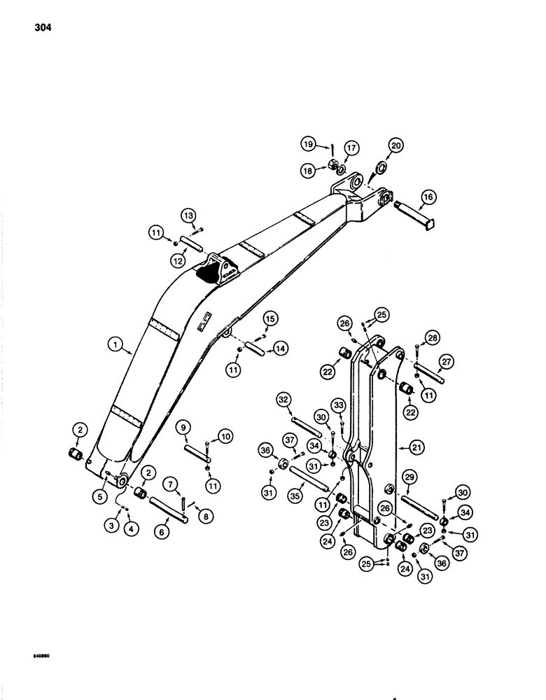 Схема запчастей Case 1080 - (304) - Y BOOM AND ARM (84) - BOOMS, DIPPERS & BUCKETS