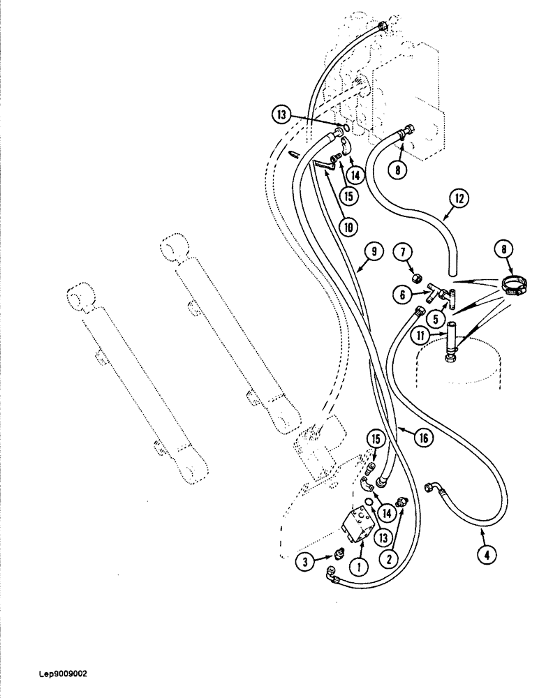 Схема запчастей Case 688 - (8-156) - BOOM CYLINDERS CIRCUIT, WITH LOAD HOLDING VALVE (08) - HYDRAULICS