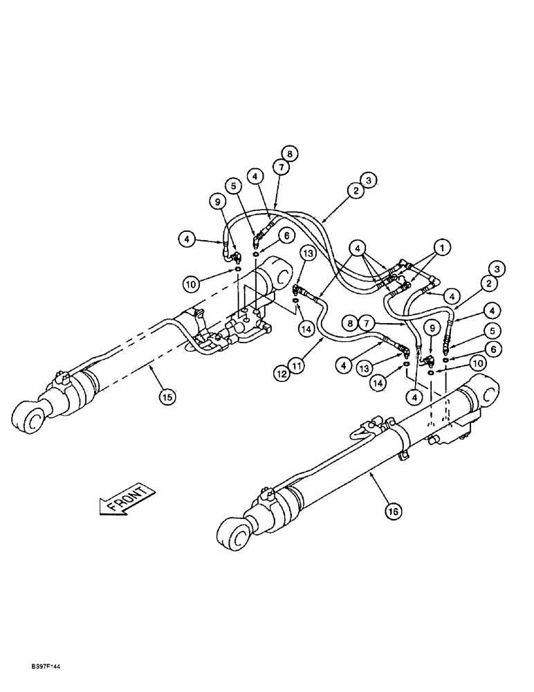 Схема запчастей Case 9010B - (8-062) - BOOM CYLINDER LINES, MODELS WITH LOAD HOLD (08) - HYDRAULICS