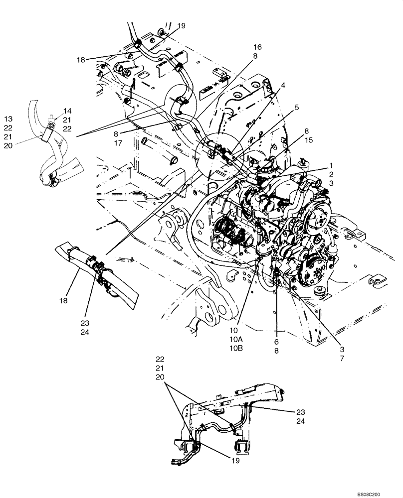 Схема запчастей Case 850K - (09-33) - CAB - HEATING SYSTEM (AT ENGINE) (09) - CHASSIS/ATTACHMENTS