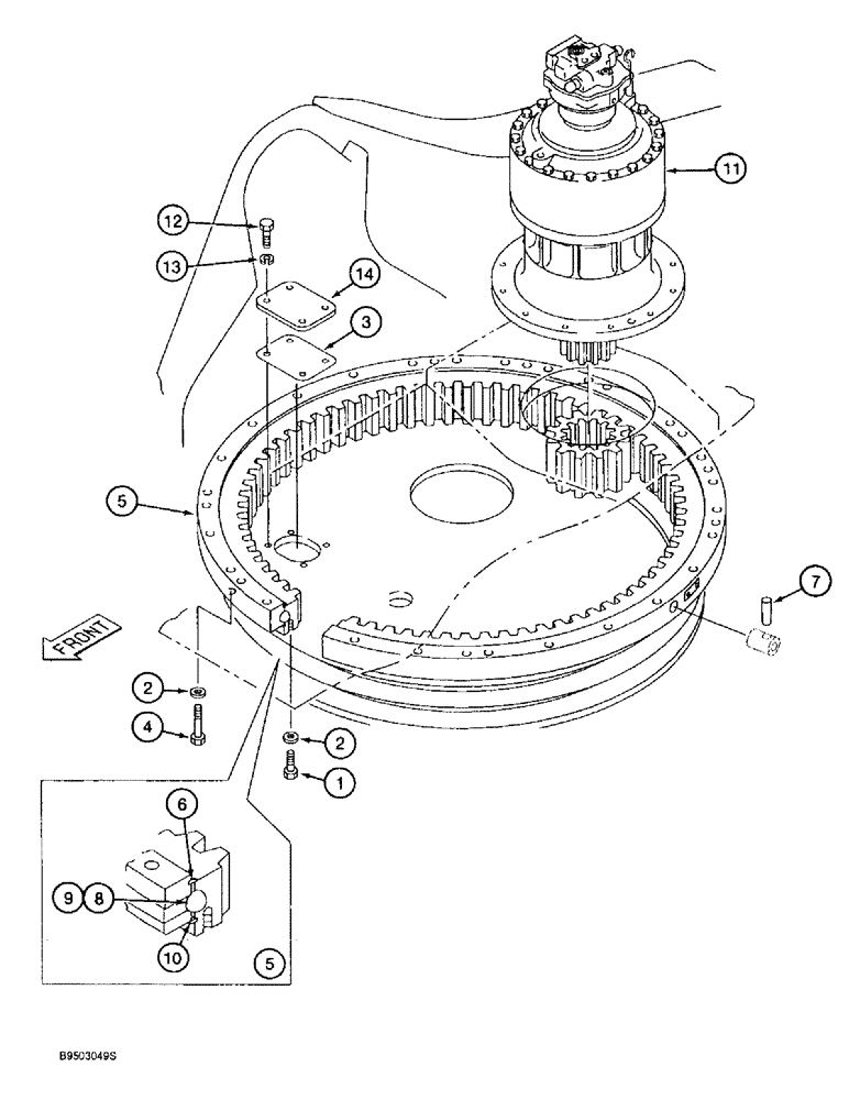 Схема запчастей Case 9050B - (9-2) - TURNTABLE BEARING, TIMBER KING MODELS, P.I.N. DAC0531001 THRU DAC0531007 (09) - CHASSIS