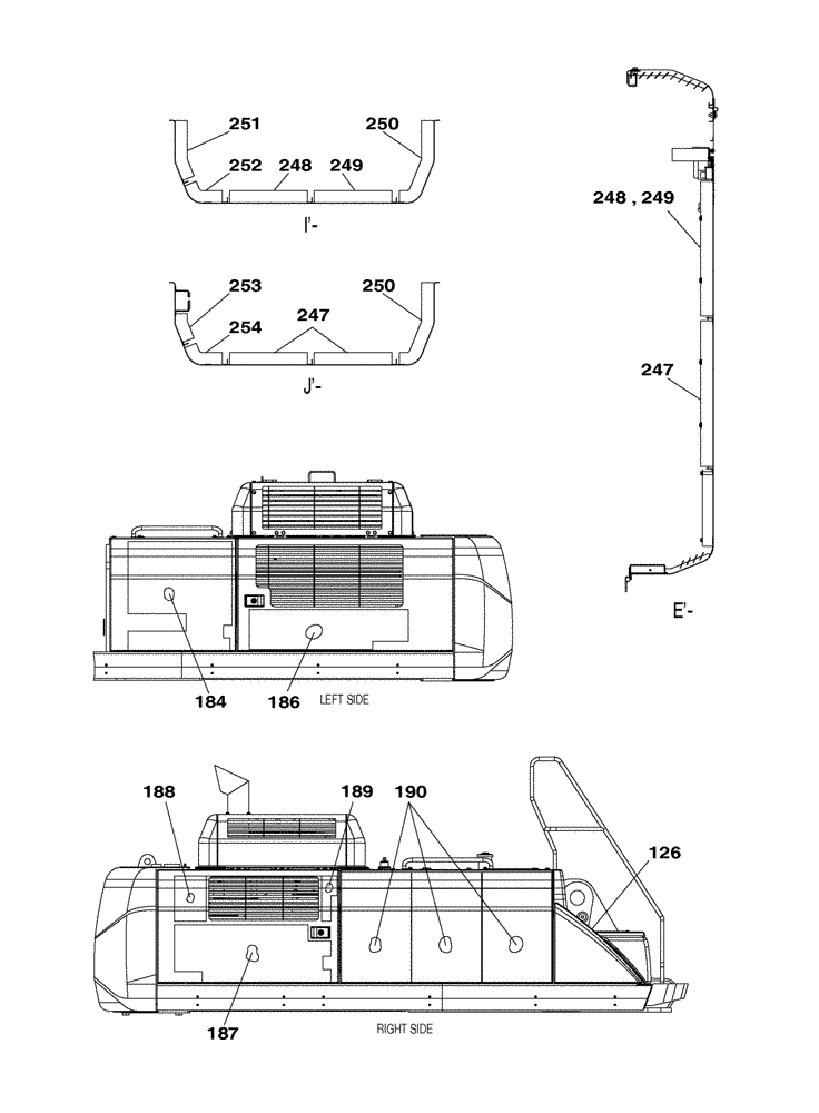 Схема запчастей Case CX350C - (09-005[11]) - COWLING (09) - CHASSIS/ATTACHMENTS
