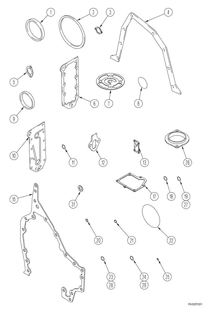 Схема запчастей Case CX330 - (02-24) - GASKET KIT, CYLINDER BLOCK (02) - ENGINE