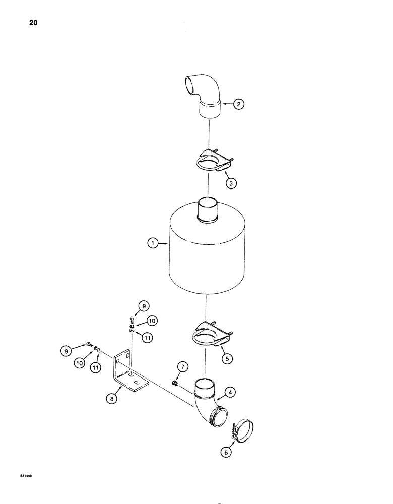 Схема запчастей Case 880D - (020) - MUFFLER AND EXHAUST SYSTEM (01) - ENGINE