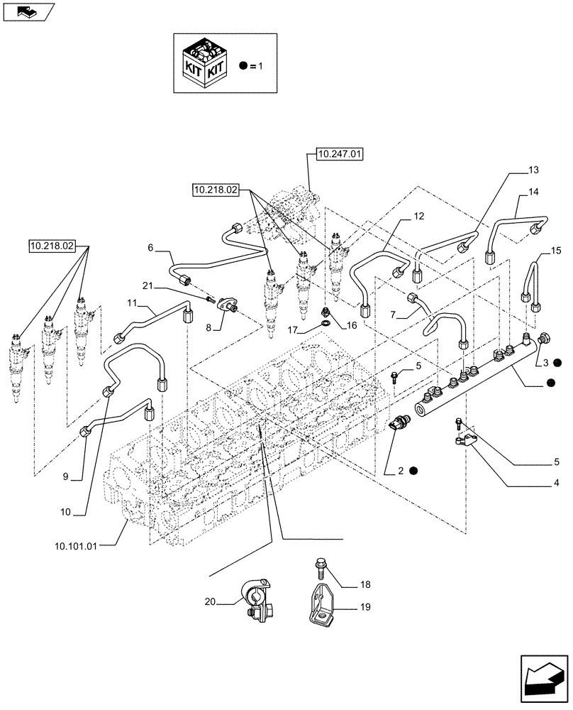 Схема запчастей Case F2CE9684P E024 - (10.218.03) - INJECTION EQUIPMENT - PIPING (504129899) (10) - ENGINE