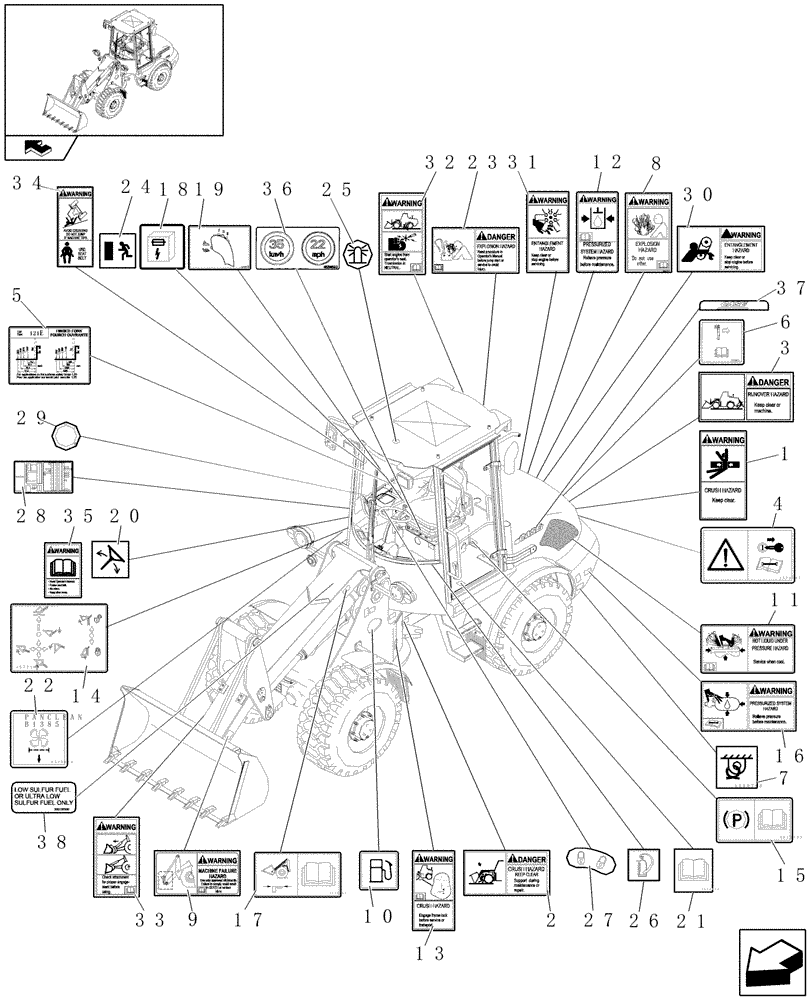 Схема запчастей Case 121E - (621/03[01]) - DECALS (HIGH SPEED) (08) - SHEET METAL/DECALS