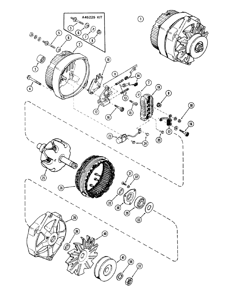 Схема запчастей Case 580B - (101A) - ALTERNATOR, (188) DIESEL & (188B) SPARK IGNITION, DELCO-REMY (04) - ELECTRICAL SYSTEMS