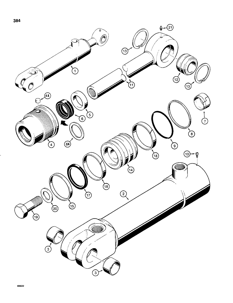 Схема запчастей Case 480C - (384) - G101188 THREE-POINT HITCH TILT CYLINDER, WITH ONE PIECE PISTON (35) - HYDRAULIC SYSTEMS