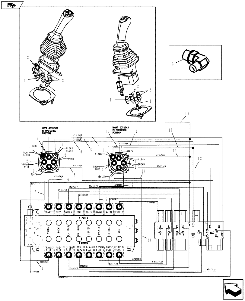 Схема запчастей Case 580SN - (35.726.2801) - HYDRAULICS - PILOT CONTROL JOYSTICKS (35) - HYDRAULIC SYSTEMS