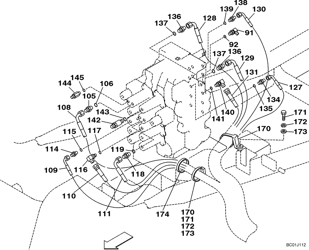 Схема запчастей Case CX290 - (08-35) - HYDRAULICS - PILOT CONTROL LINES (08) - HYDRAULICS