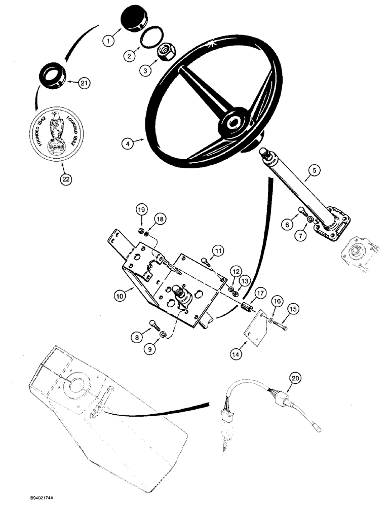 Схема запчастей Case 590 - (5-02) - STEERING WHEEL, COLUMN, AND TURN SIGNAL (05) - STEERING