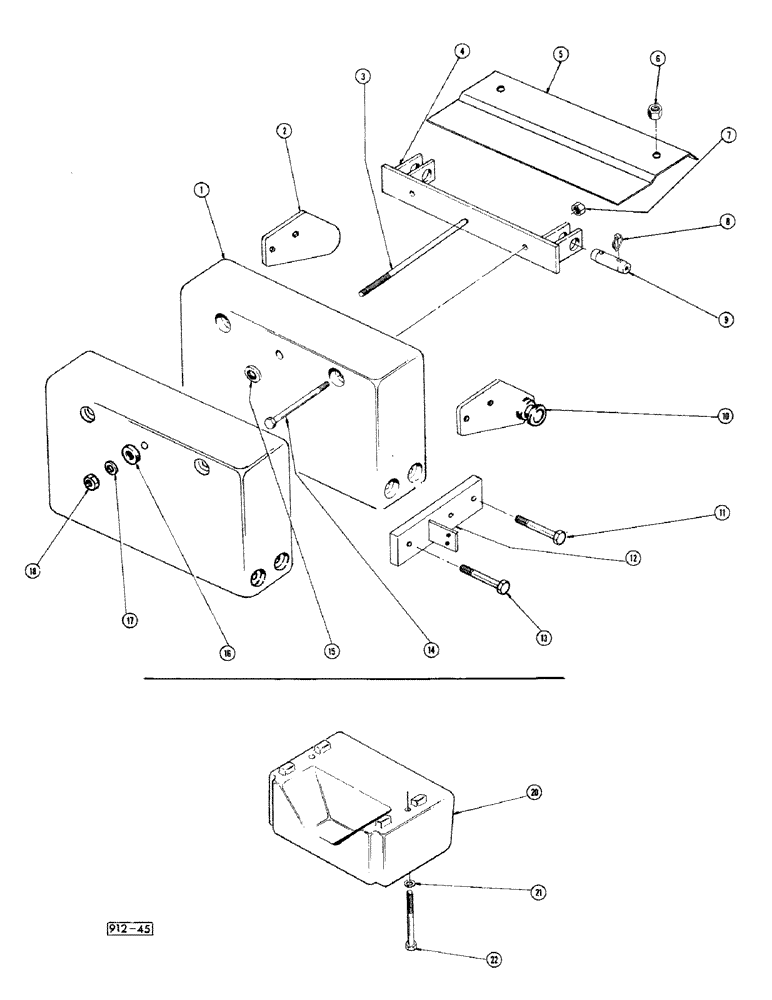 Схема запчастей Case 35 - (052) - COUNTERWEIGHTS, REAR COUNTERWEIGHT 