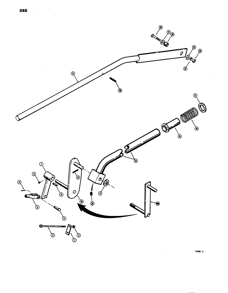 Схема запчастей Case 680E - (388) - LOADER CONTROL, ANTI-ROLLBACK PARTS (82) - FRONT LOADER & BUCKET