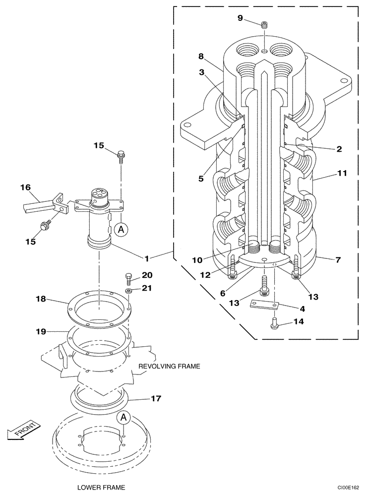 Схема запчастей Case CX225SR - (08-55) - JOINT, SWIVEL CENTER (P.I.N. DAC0825131 -) (08) - HYDRAULICS