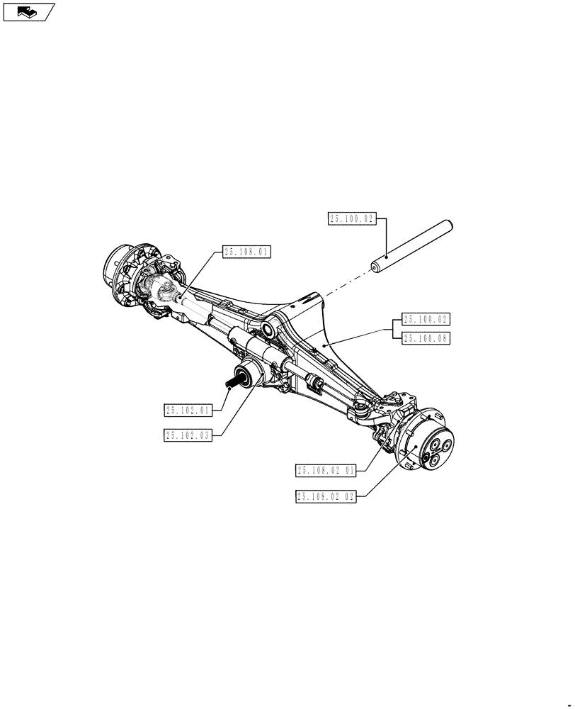 Схема запчастей Case 590SN - (25.000.00[01]) - SECTION INDEX - FRONT MECHANICAL DRIVE (25) - FRONT AXLE SYSTEM